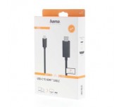 Кабел HAMA USB-C мъжко - HDMI мъжко, Ultra-HD, 4K, 3 м, 3 звезди, Черен