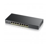 ZyXEL GS1900-8HP, 8-port GbE L2 PoE Smart Switch, 802.3at, desktop, fanless, 70 Watt