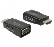 Адаптер Delock, HDMI мъжко - VGA + microUSB + Audio женско, Черен