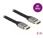 Кабел Delock Ultra High Speed, HDMI мъжко - HDMI мъжко, 48 Gbit/s, 8K 60 Hz, 2 м, Сив