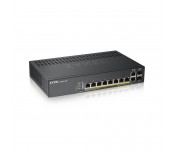 ZyXEL GS1920-8HPv2, 10 Port Smart Managed Switch 8x Gigabit Copper and 2x Gigabit dual pers., hybrid mode, standalone or NebulaFlex Cloud, 130 Watt PoE, fanless