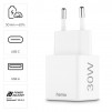 HAMA Бързо мини Gan зарядно, 30 W, 1x USB-C, 1x USB-A, PD, бял