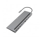 Докинг станция 10 в 1 HAMA Connect2Office Pro, USB-A, USB-C (PD), HDMI, DP, LAN/Ethernet, Сива