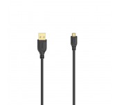 Кабел HAMA Flexi-Slim, USB 2.0 мъжко - micro USB мъжко, 0.75 м., Позлатени конектори, Черен