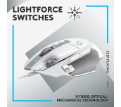 Геймърска мишка Logitech, G502 X, Оптична,  Жична, USB, Бяла
