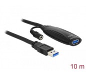 Удължителен кабел DeLock, Активен, USB-A мъжко - USB-A женско, USB 3.0, 10 м