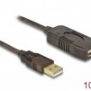 Удължителен кабел DeLock, USB-A мъжко - USB-A женско, USB 2.0, 10 м, Черен