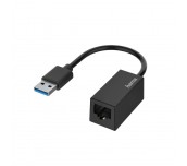 Мрежов адаптер HAMA, USB-A мъжко - RJ-45 женско, Gigabit, Черен